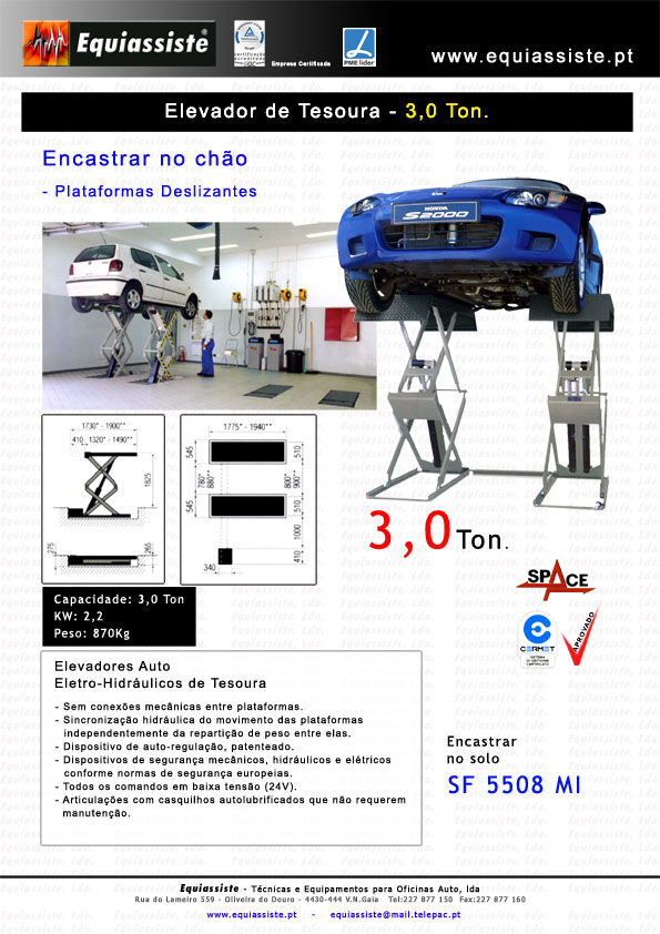 elevador tesoura 3 ton encastrar no solo