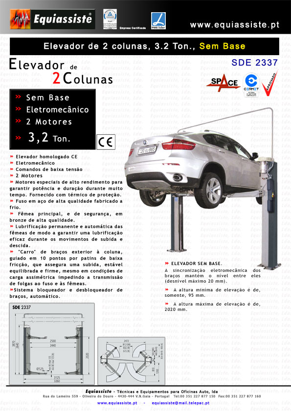 elevadores automoveis de 2 duas colunas sem base 2 motores 3,2 ton