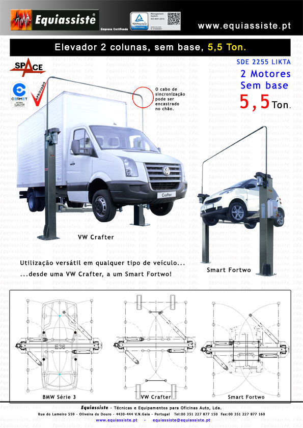 elevadores automoveis de 2 duas colunas 5,5 ton sem base 2 motores