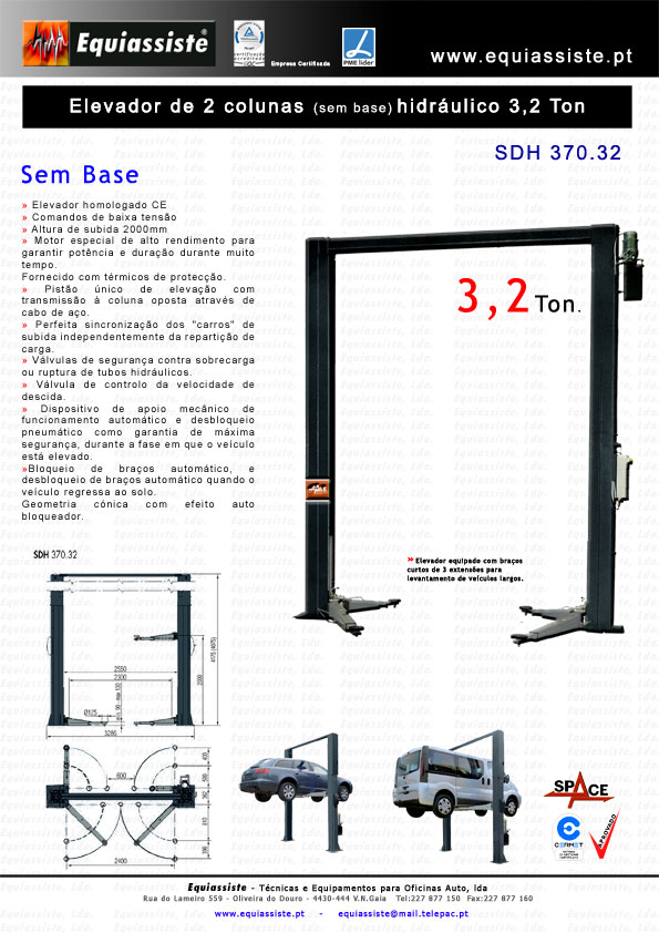 elevadores automoveis de 2 duas colunas hidraulico sem base 3,2 ton