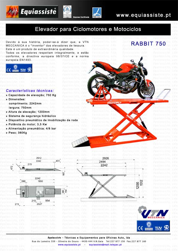 Elevador para motociclos motas