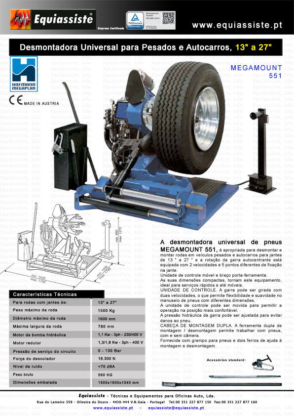 Hofmann Portugal megamount 551 maquina de desmontar rodas veiculos pesados 13 a 27 polegadas