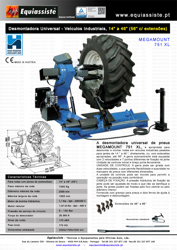Hofmann Portugal megamount 751xl maquina de desmontar rodas veiculos pesados 14 a 56 polegadas