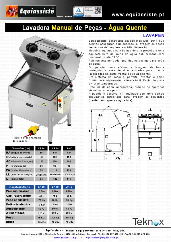 Teknox Portugal máquinas de lavar peças a agua quente rotativas e alta pressão Lavapen