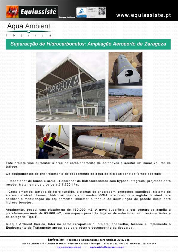 Aqua Ambient Portugal Separação Separadores de Hidrocarbonetos obras aeroporto de zaragoza