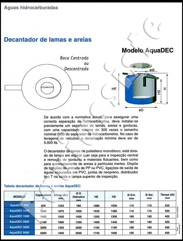 decantador de areias e lama