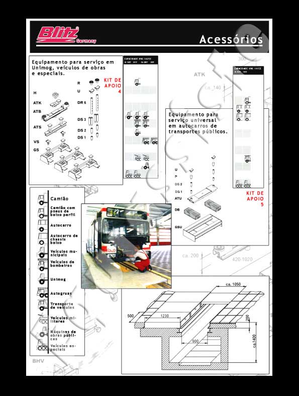  blitz elevadores para pesados auto camiões e autocarros elevadores de colunas independentes e fosso