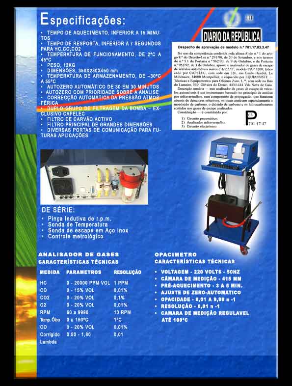 capelec analisadores de gases auto e opacimetro análise de gases automóvel e opacidade de fumos diesel ligeiros e pesados teste e diagnóstico