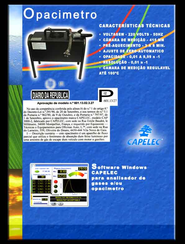 capelec analisadores de gases auto e opacimetro análise de gases automóvel e opacidade de fumos diesel ligeiros e pesados teste e diagnóstico