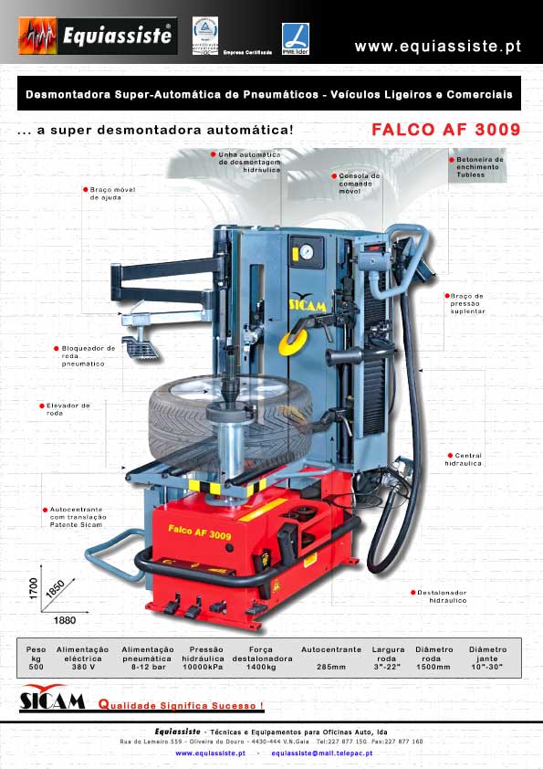 Sicam - Desmontadora montadora super automática até um diâmetro de jante de 30"