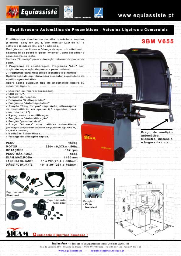 Sicam - Equilibradora de ligeiros com medição automática equipada com monitor LCD de 17" e microprocessador