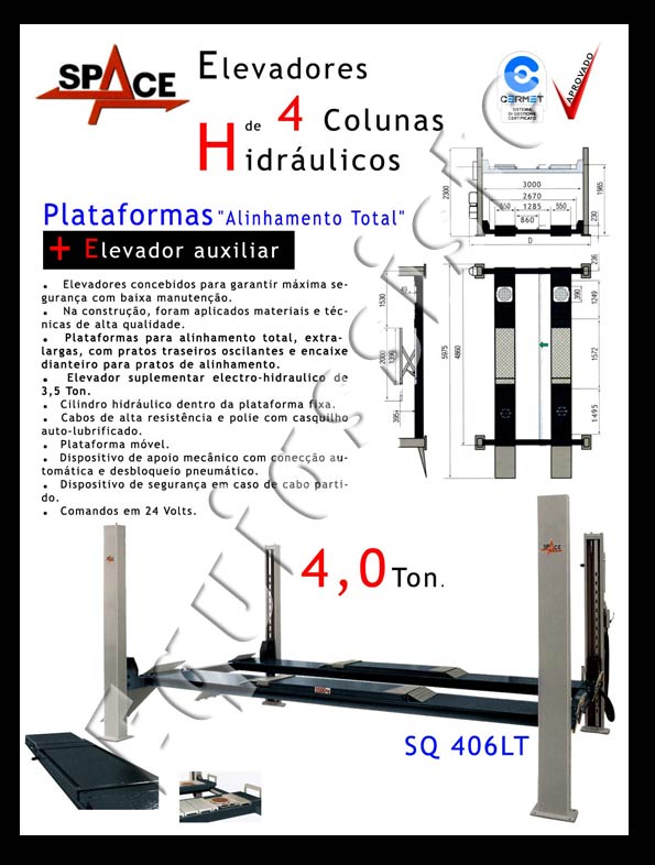 Elevadores para automóveis de 4 colunas ligeiros e pesados