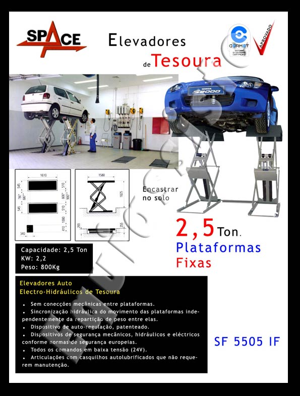 Elevador para automóveis ligeiros e comerciais de tesoura