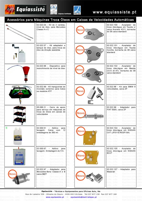 Mudança e limpeza de óleo em caixas de velocidades automaticas - acessórios especiais para ATF