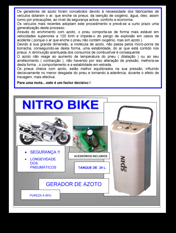 Gerador de azoto para motas